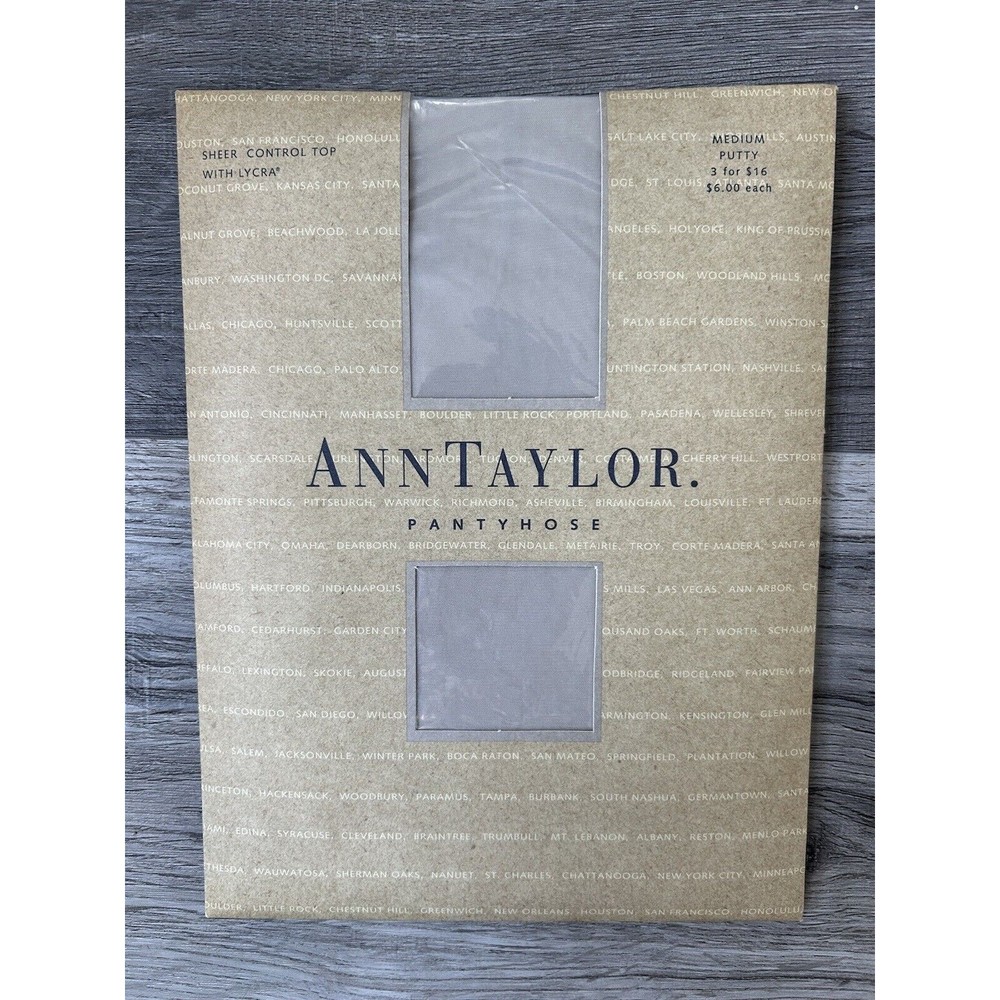 VTG 90s Ann Taylor Pantyhose Stockings Sheer Control Top Putty Size Medium